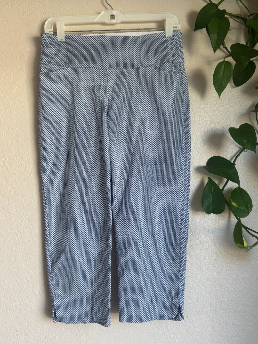 S.c & Co. Blue White Print Capri Pants Women’s Size 10 Pull-On Stretch
